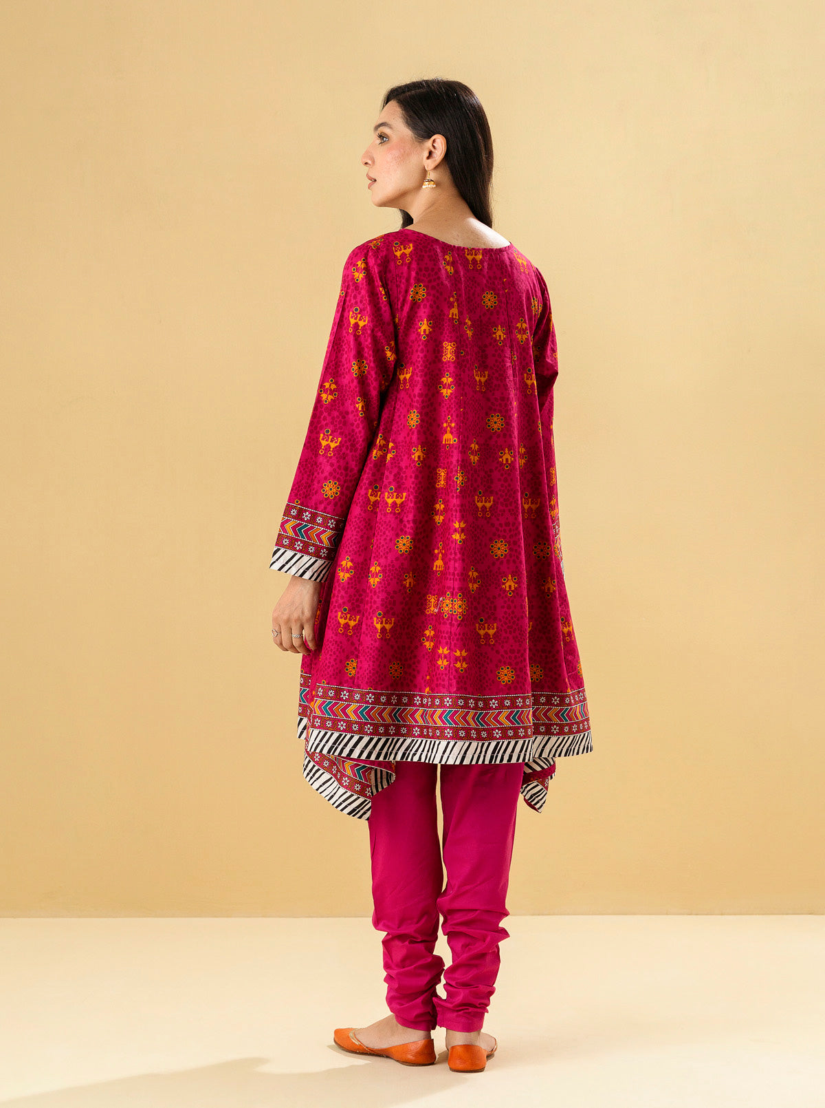 2 Piece - Printed Lawn Suit - Raspberry Pink
