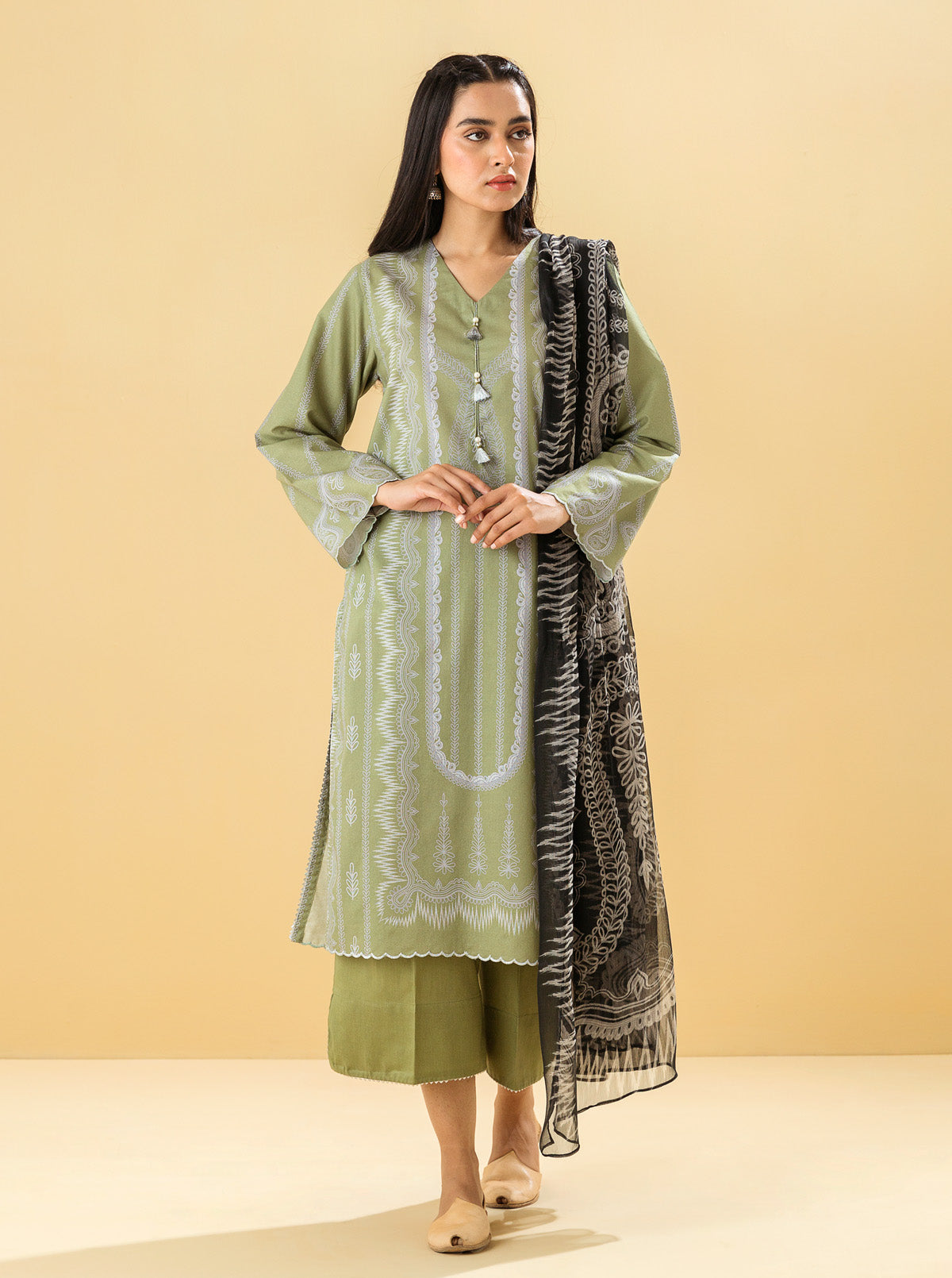 2 PIECE - PRINTED LAWN SUIT - ANTIQUE GREENMB2S22U19-GREEN-2000000196130-2PC