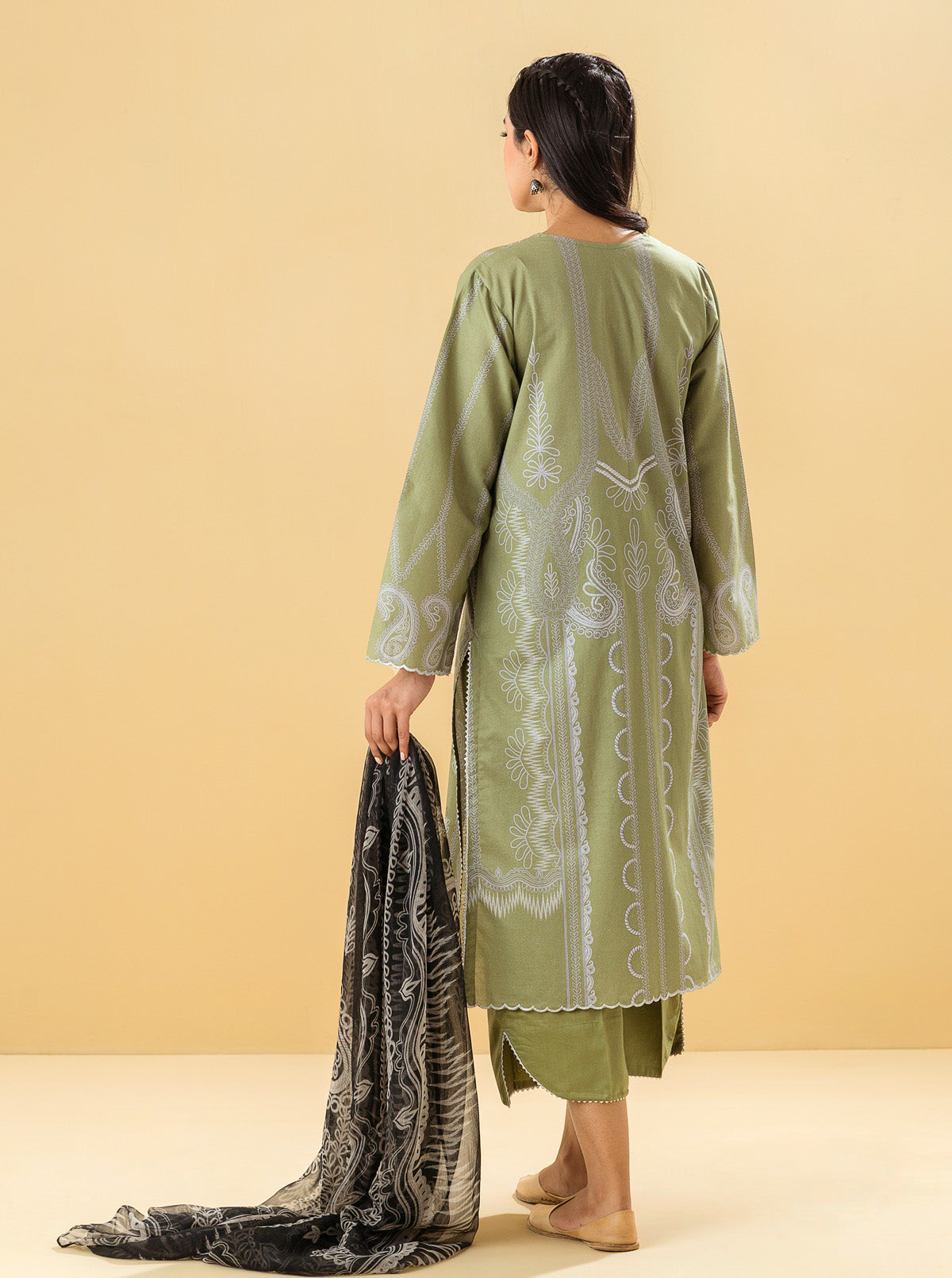 2 PIECE - PRINTED LAWN SUIT - ANTIQUE GREENMB2S22U19-GREEN-2000000196130-2PC