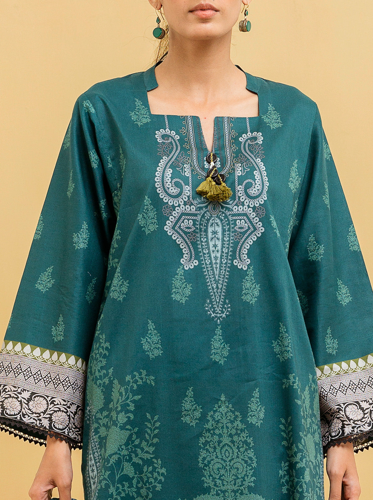 2 Piece - Printed Lawn Suit - Teal Jewel