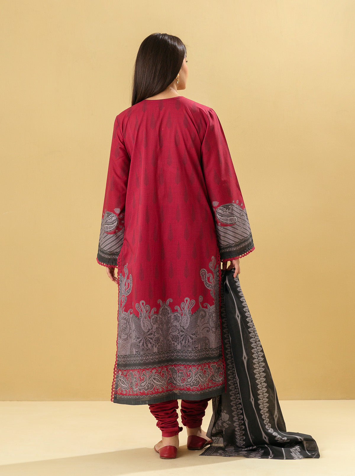 2 PIECE - PRINTED LAWN SUIT - ROUGE GLEAM