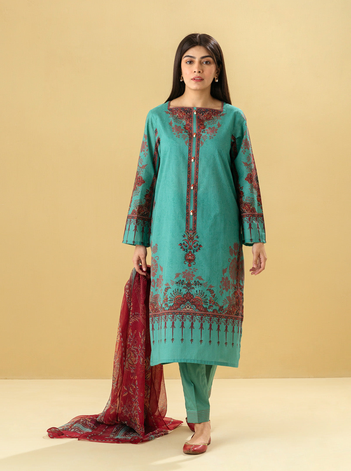 3 Piece - Printed Lawn Suit - Tribal Chic