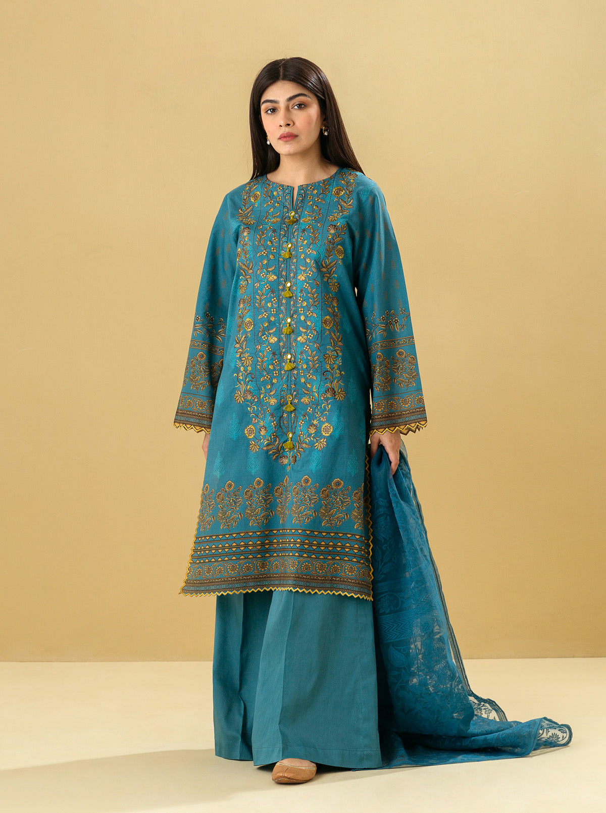 3 Piece - Embroidered Lawn Suit - Antique Charm