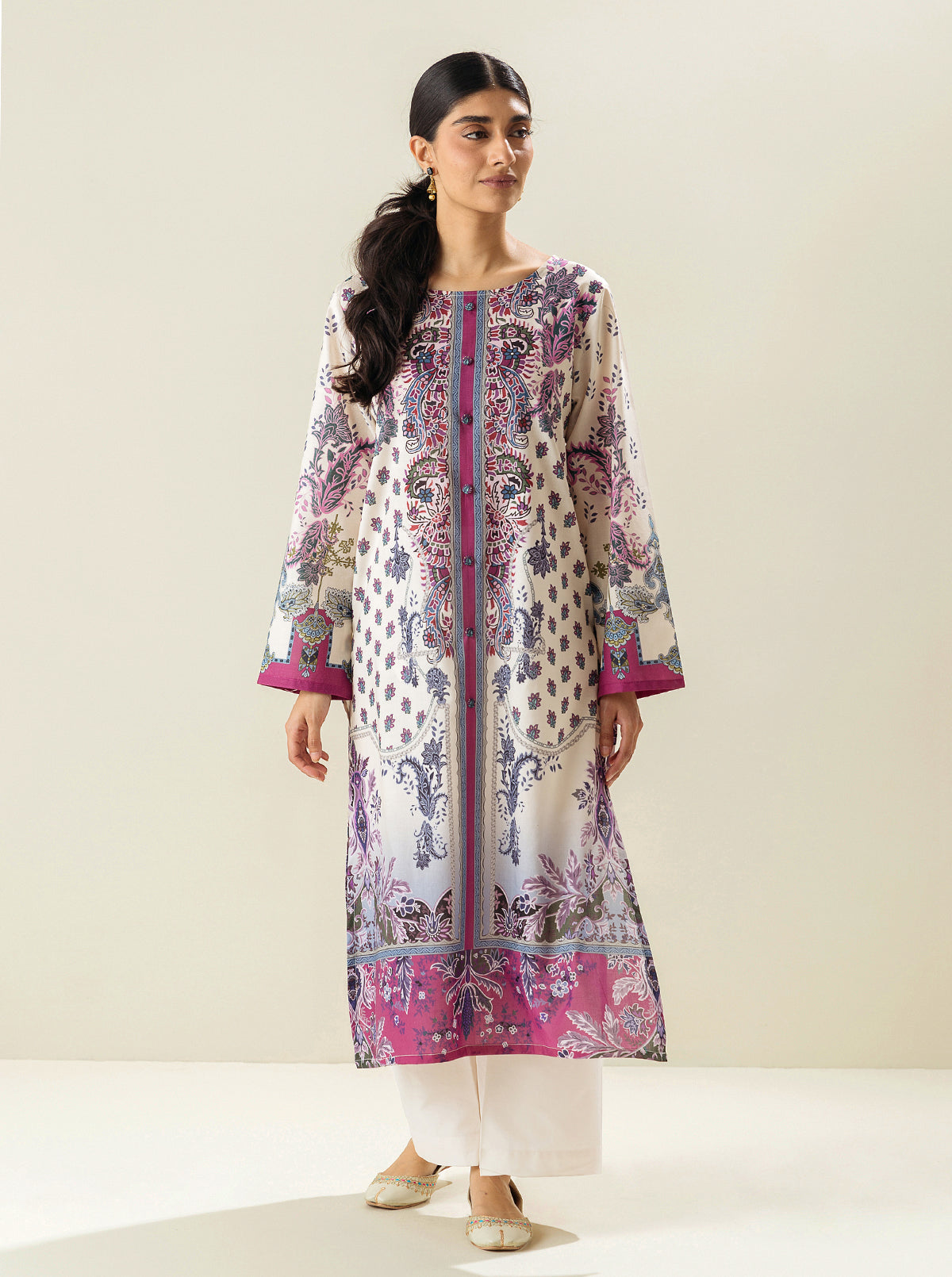 1 PIECE - PRINTED LAWN SHIRT - CHIVE BLOSSOM