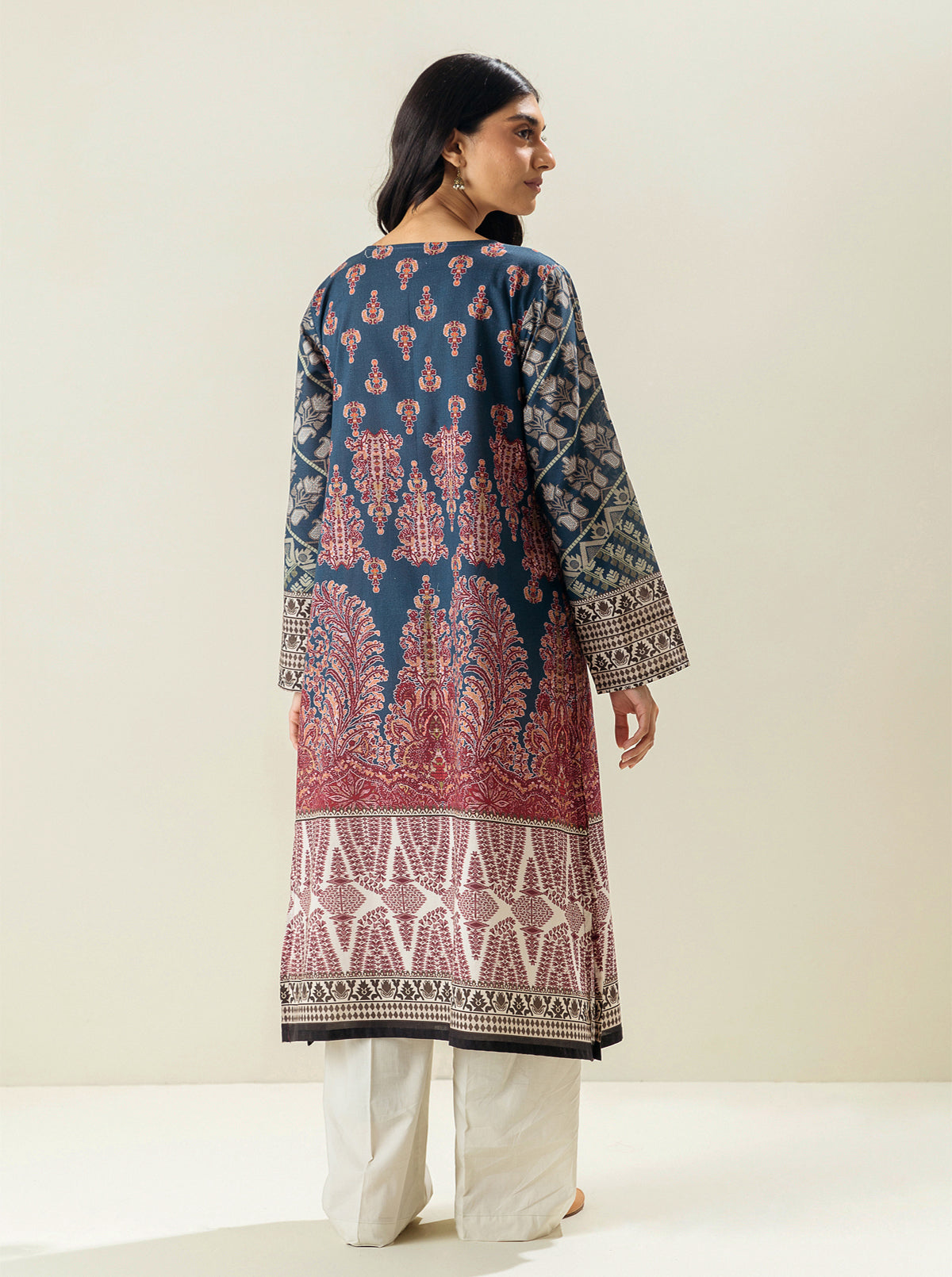 1 Piece - Printed Lawn Shirt - Navy Clouds