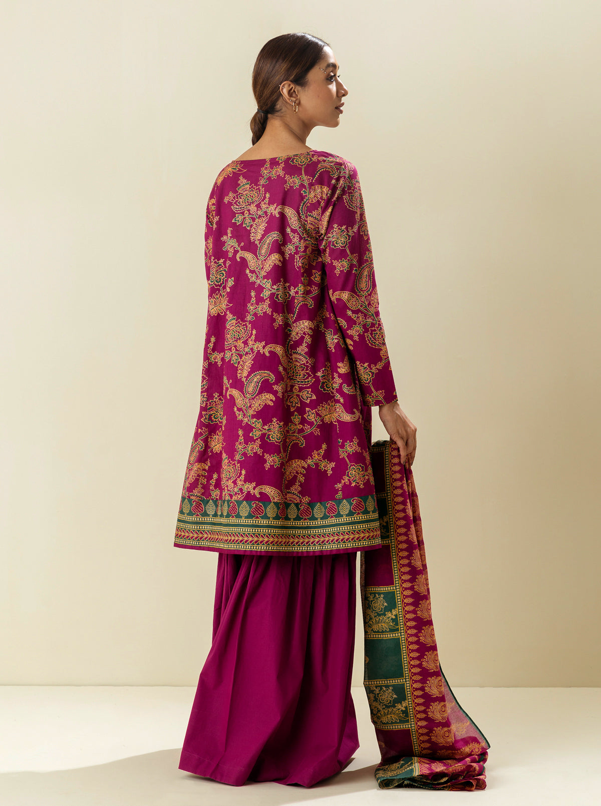 2 PIECE - EMBROIDERD LAWN SUIT - PEACOCK PINK