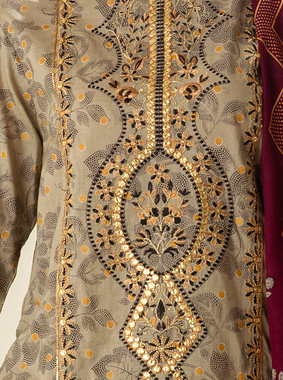 2 PIECE - EMBROIDERD LAWN SUIT - WHITE SAND