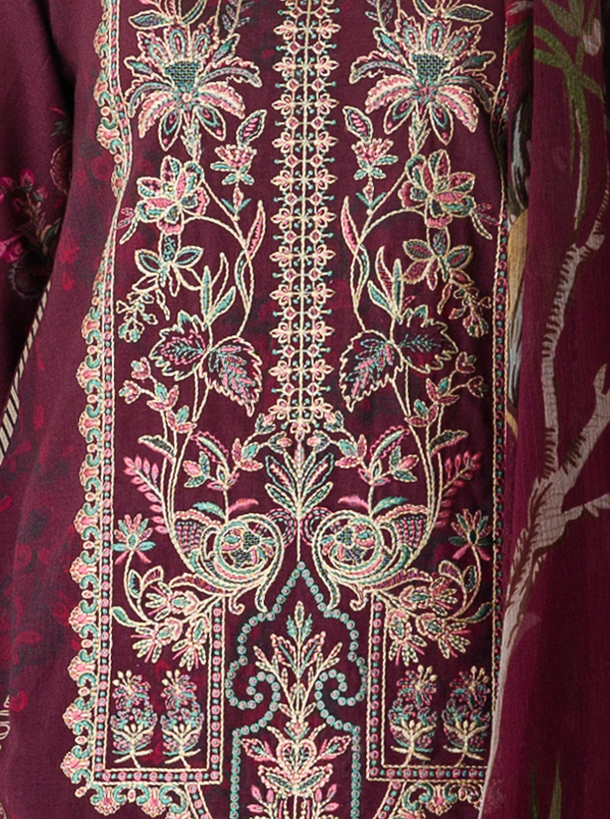 3 Piece - Embroiderd Lawn Suit - Purple Potion