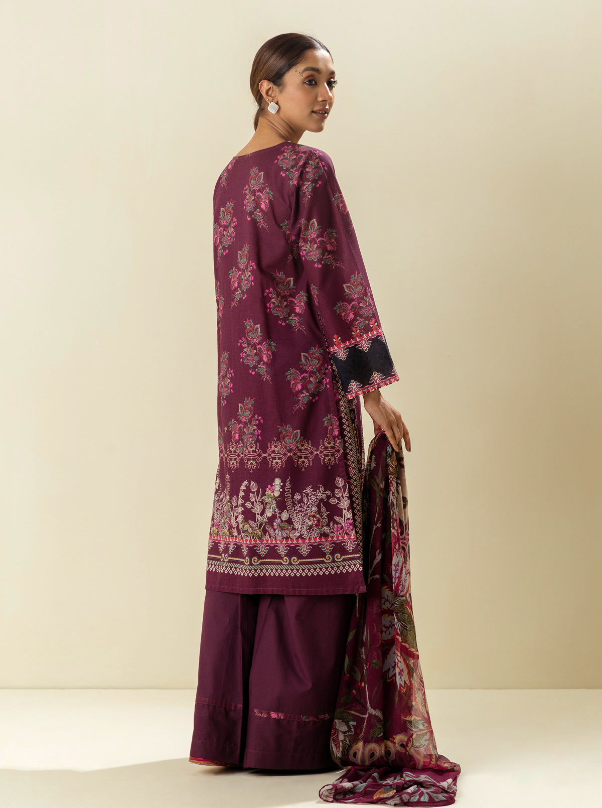 3 Piece - Embroiderd Lawn Suit - Purple Potion