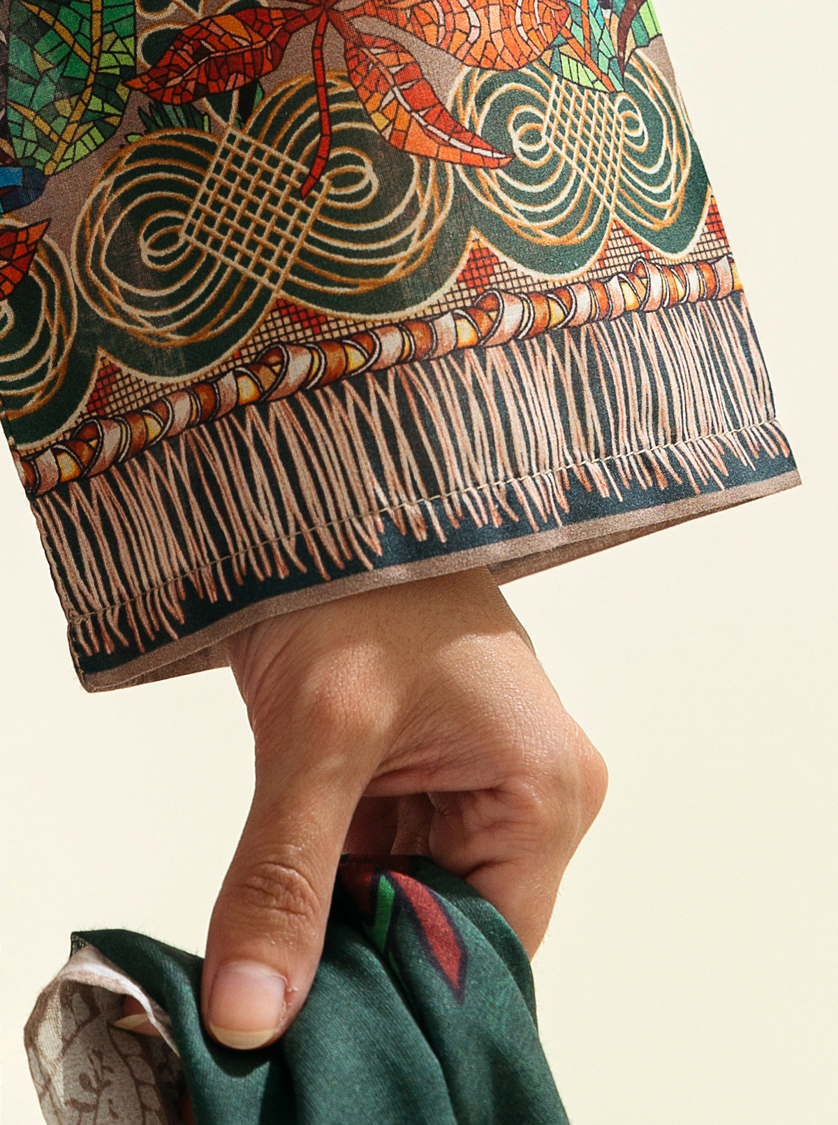 3 Piece - Printed Lawn Suit - Neoclassical Creme