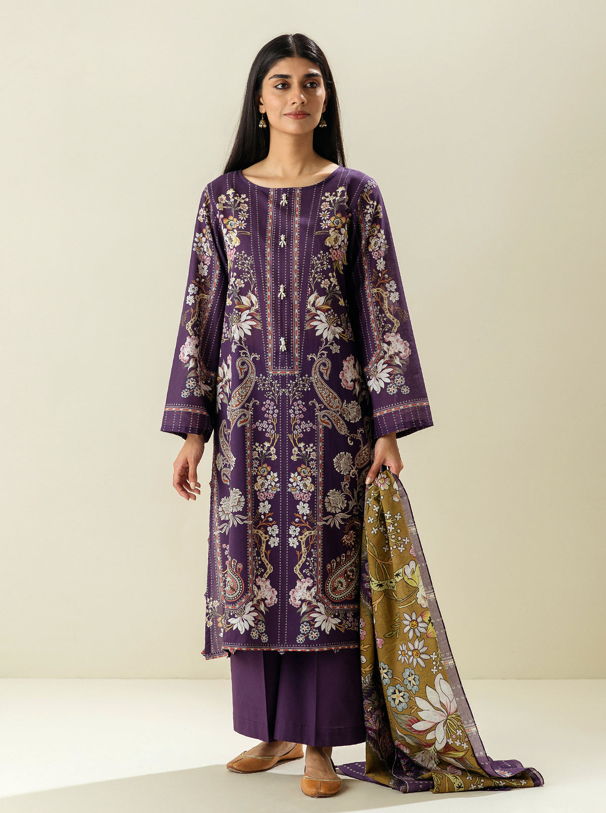 3 Piece - Printed Lawn Suit - Purple Odyssey
