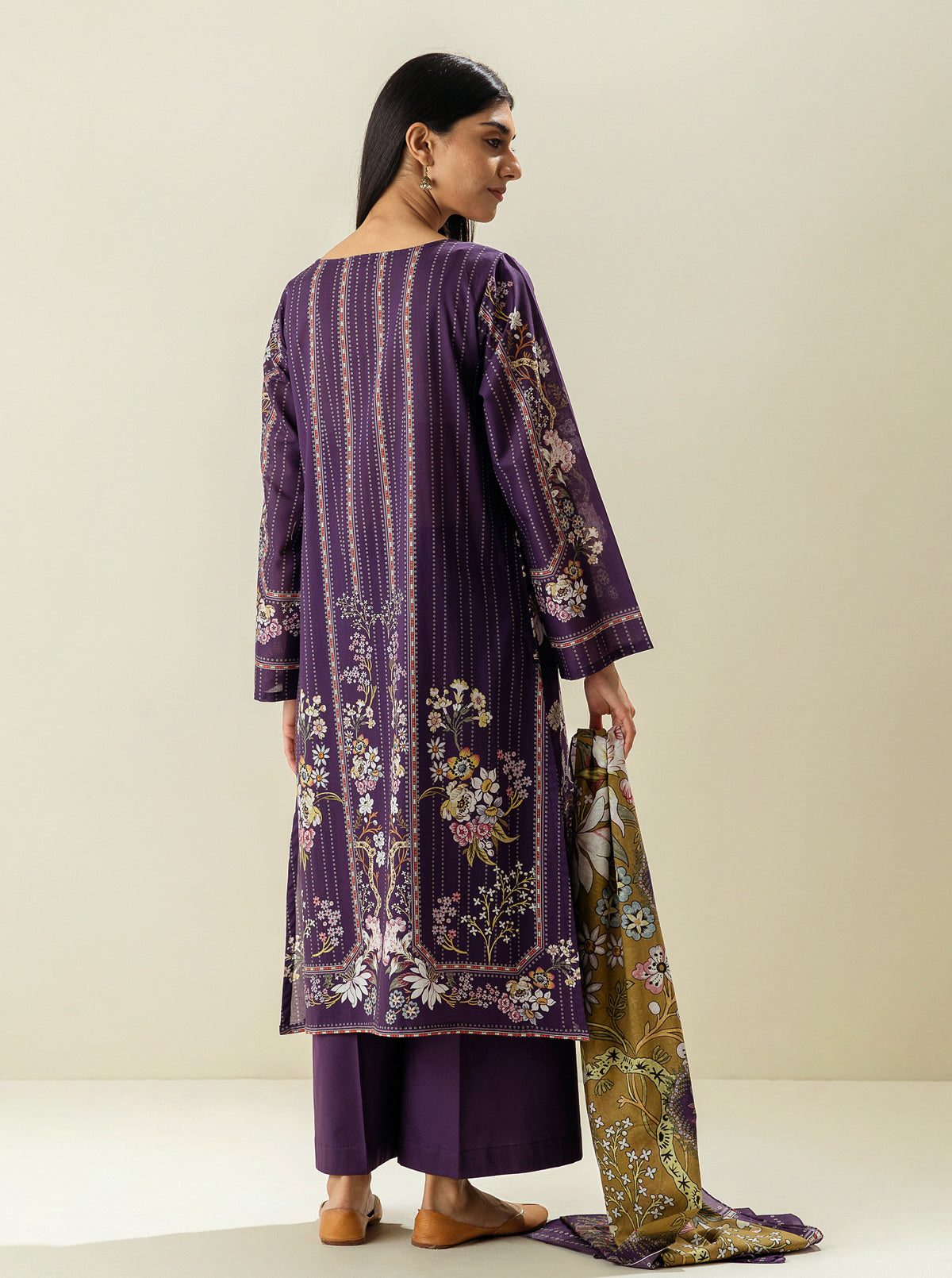 3 Piece - Printed Lawn Suit - Purple Odyssey