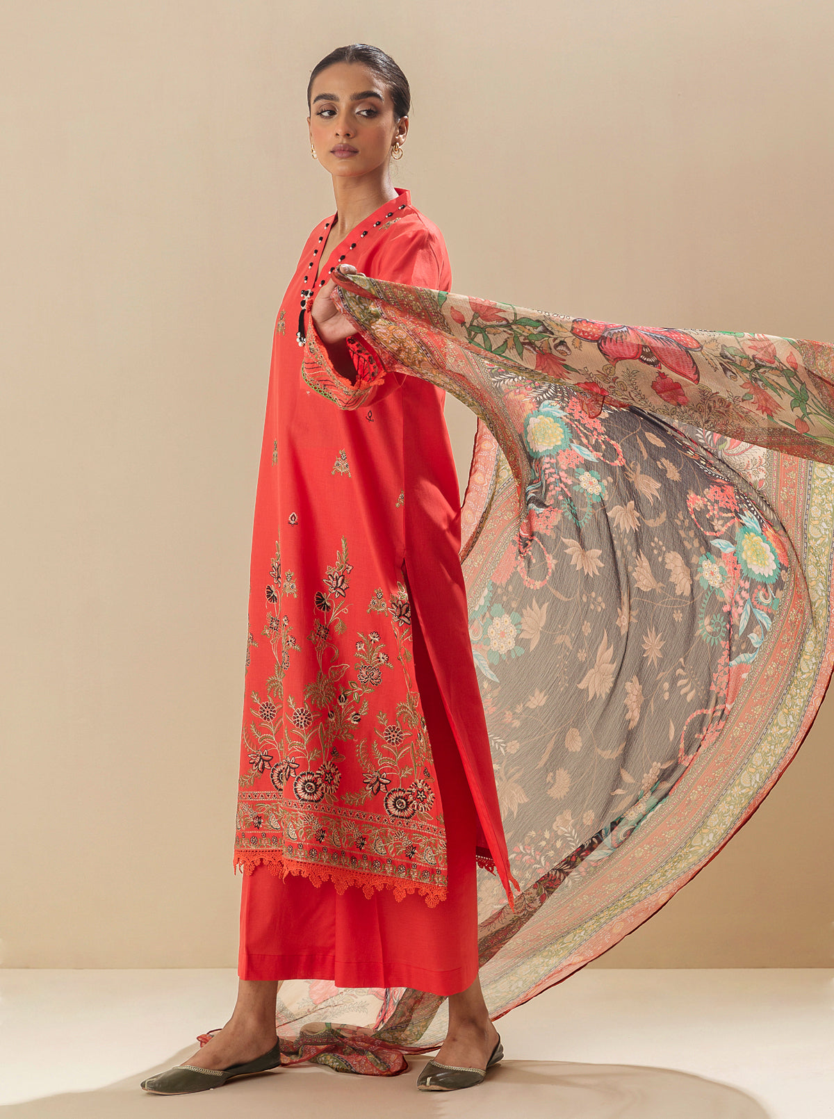 3 Piece - Embroidered Lawn Suit - Cherry Eden