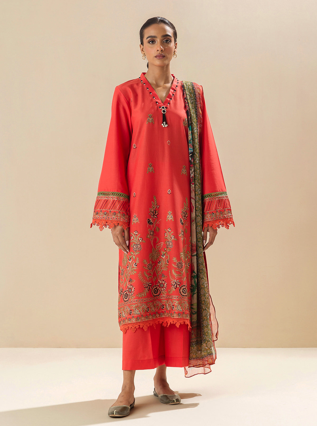3 Piece - Embroidered Lawn Suit - Cherry Eden