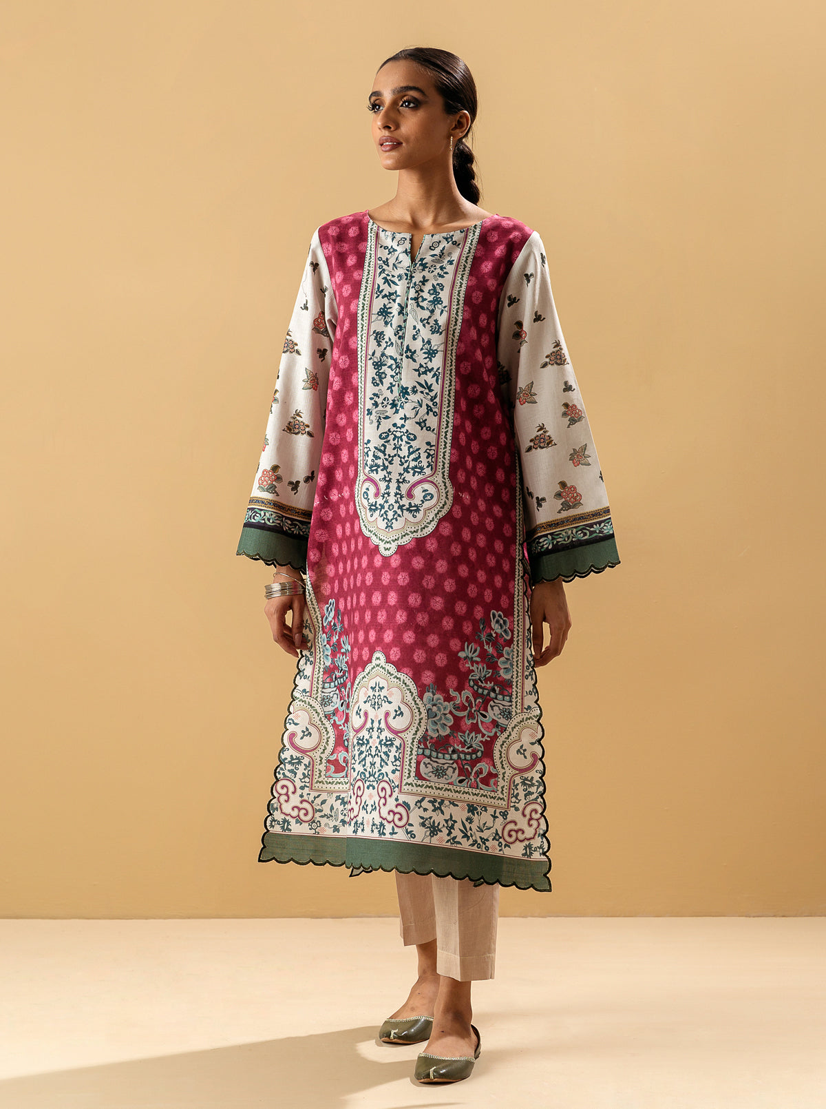1 PIECE - PRINTED KHADDAR SHIRT - AIREEN