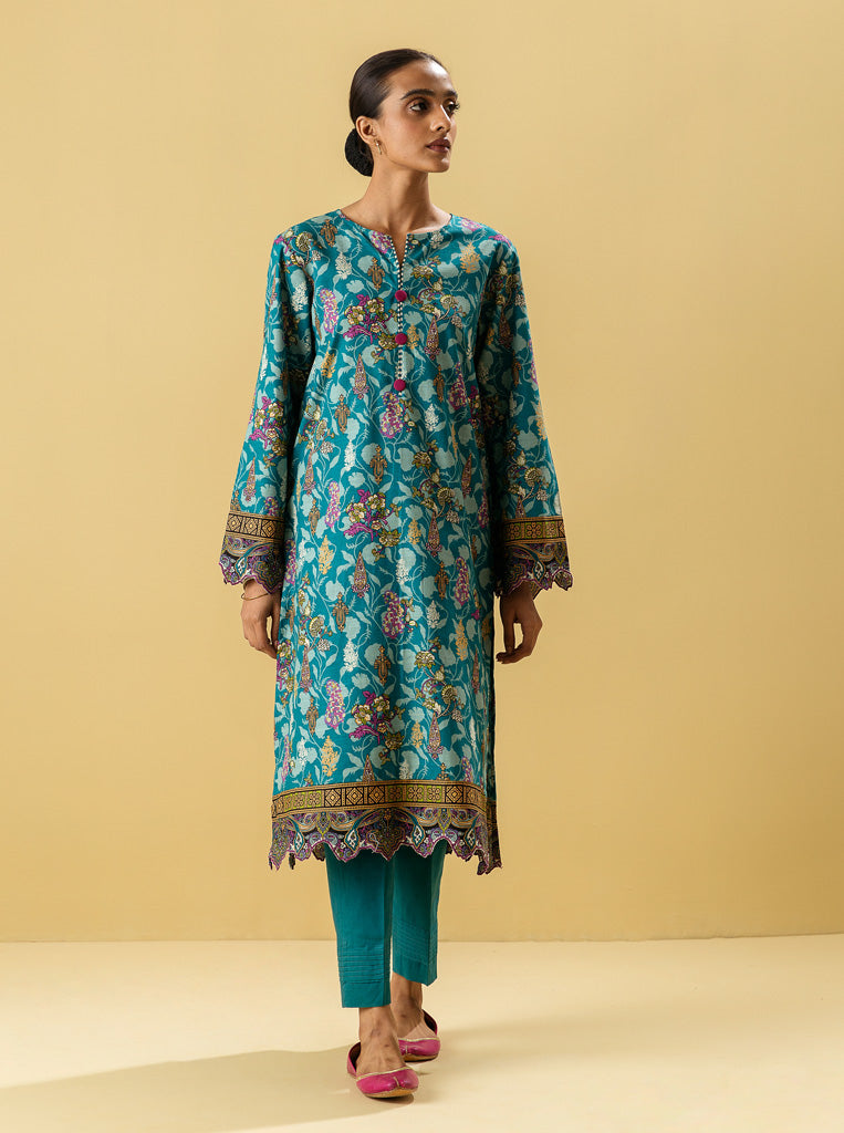 2 Piece - Printed Khaddar Suit - Divine Flora