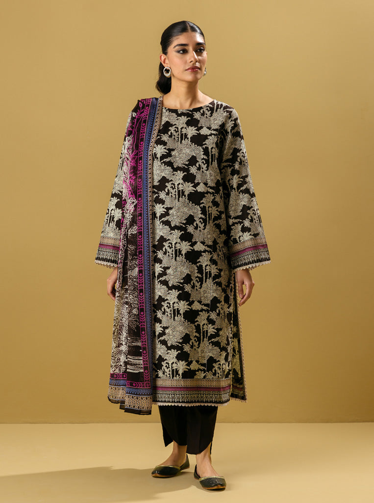 3 PIECE - PRINTED KHADDAR SUIT - EARTHY TOILE