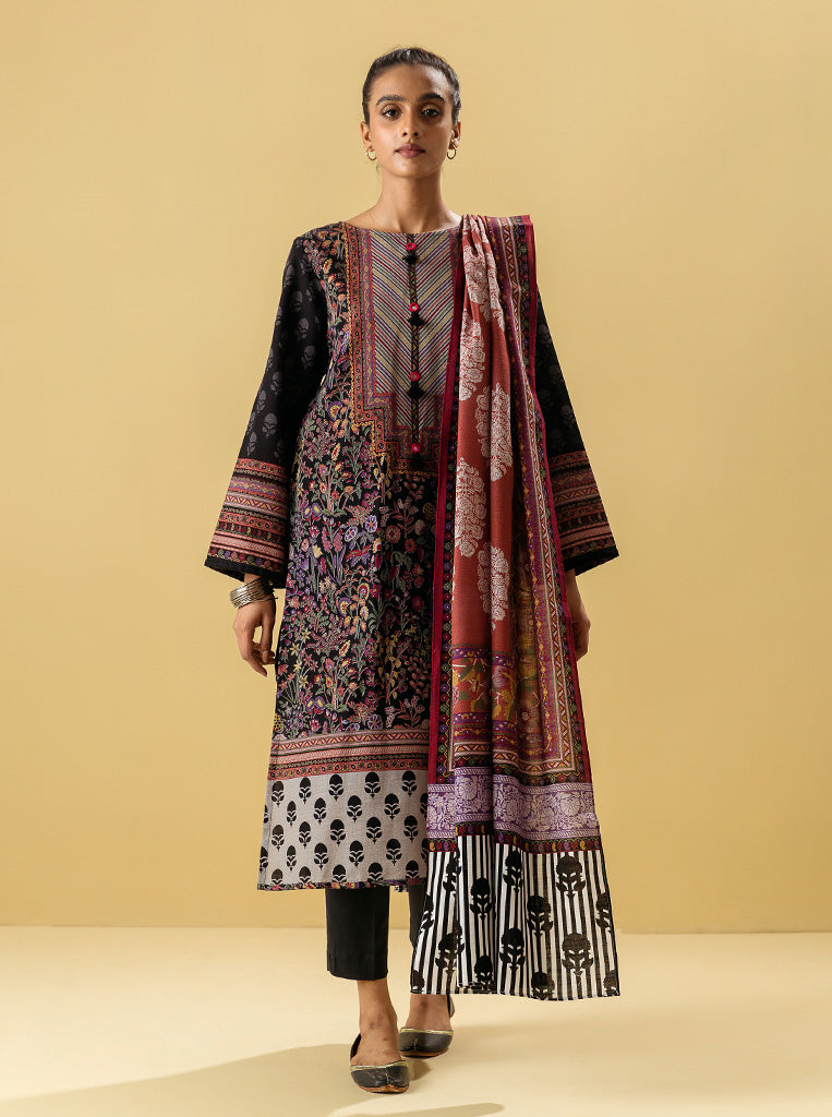 3 Piece - Printed Khaddar Suit - Moonlight