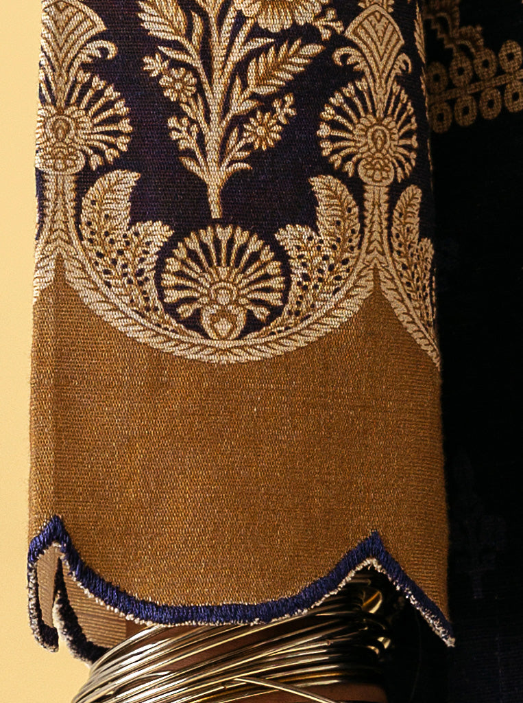 3 Piece - Printed Khaddar Suit - Prvssian Jeevel