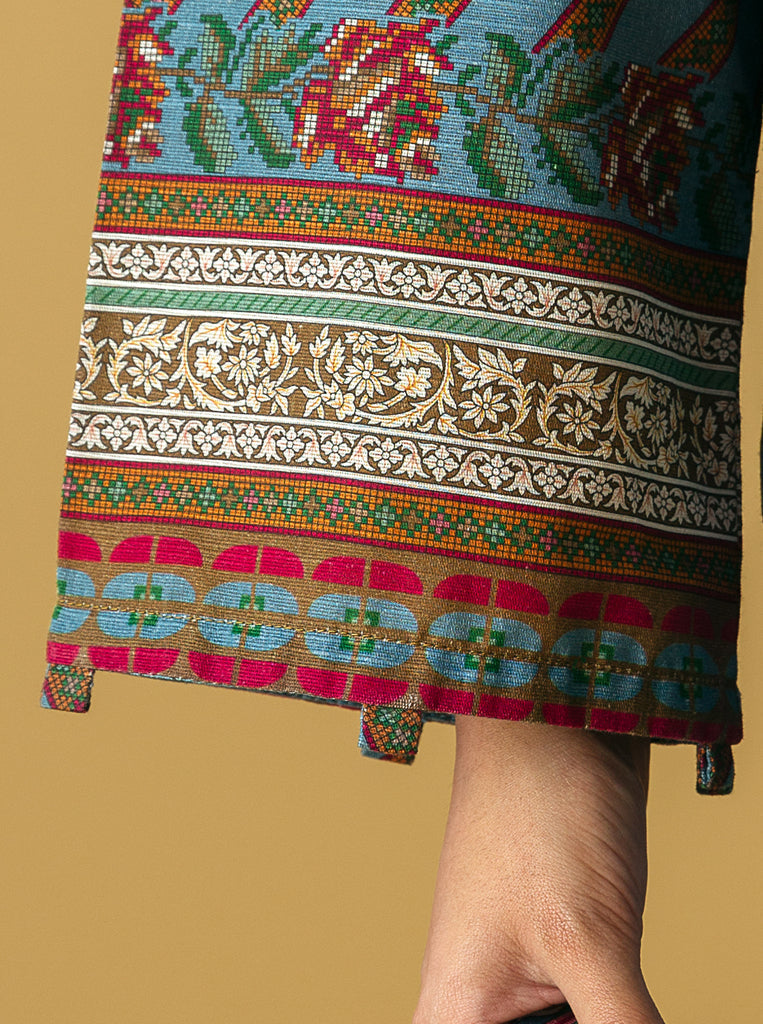 3 Piece - Printed Khaddar Suit - Geo Flora