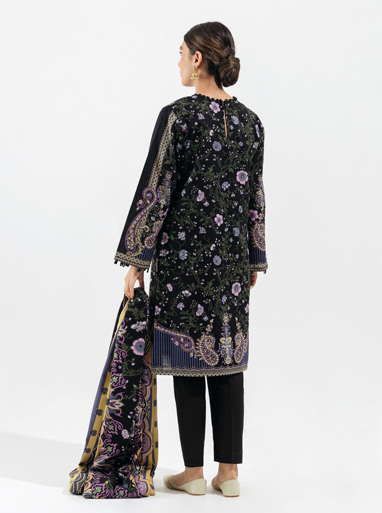 3 Piece - Embroidered Khaddar Suit - Night Constellations