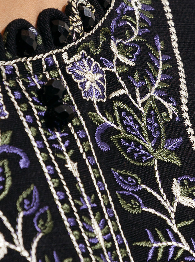 3 Piece - Embroidered Khaddar Suit - Night Constellations
