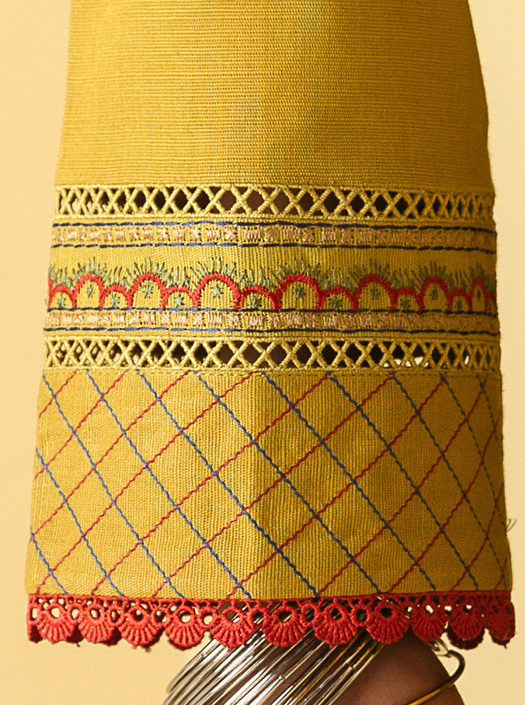 3 Piece - Embroidered With Shawl Khaddar Suit - Marigold Charm