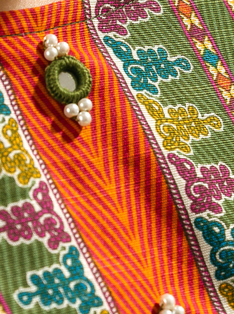 3 Piece - Printed Khaddar Suit - Tropical Fawn