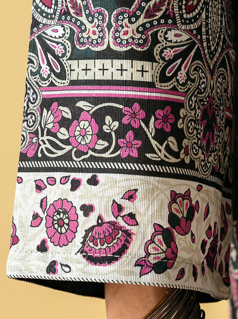 3 Piece - Printed Khaddar Suit - Royal Greem