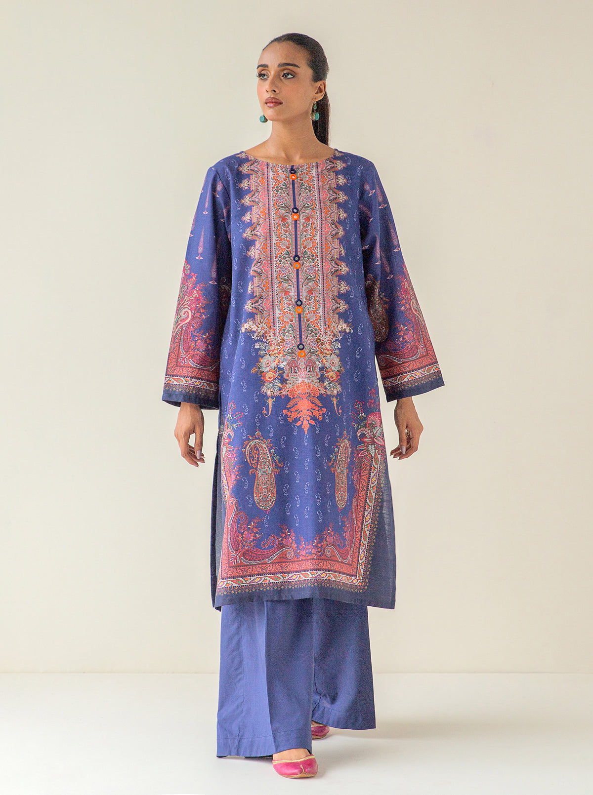 1 PIECE - PRINTED KHADDAR SHIRT - MIDNIGHT MYSTERY