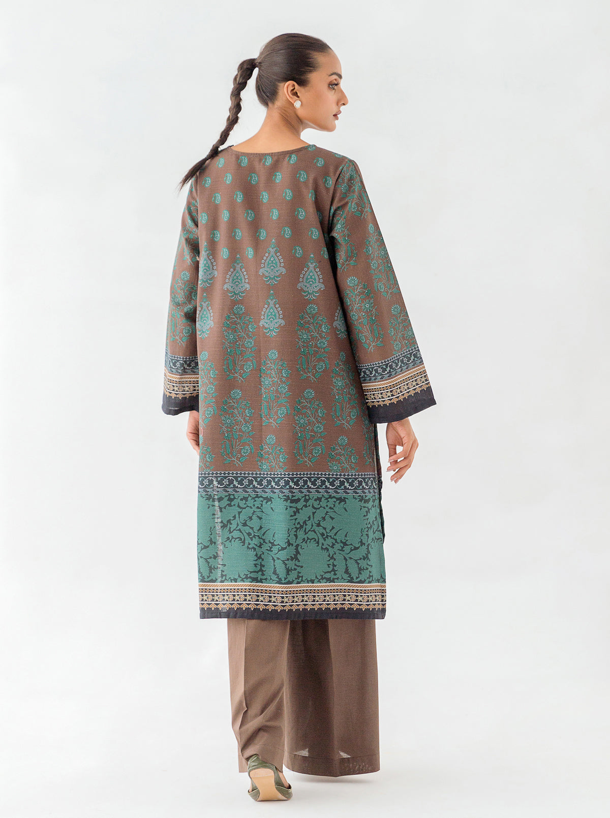 1 PIECE - PRINTED KHADDAR SHIRT - OCEAN DEPTHS