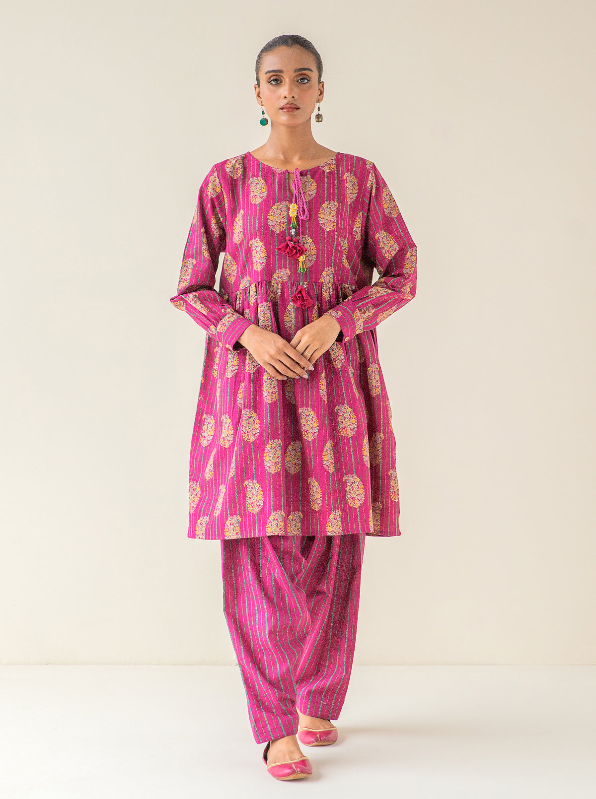 2 Piece - Printed Khaddar Suit - Carnival Store