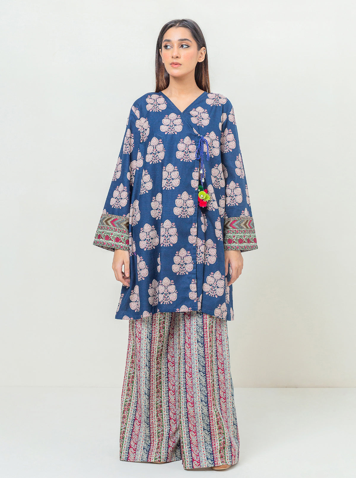 2 Piece - Printed Khaddar Suit - Midnight Values