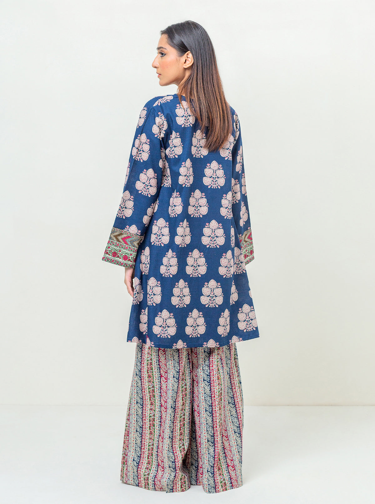 2 Piece - Printed Khaddar Suit - Midnight Values
