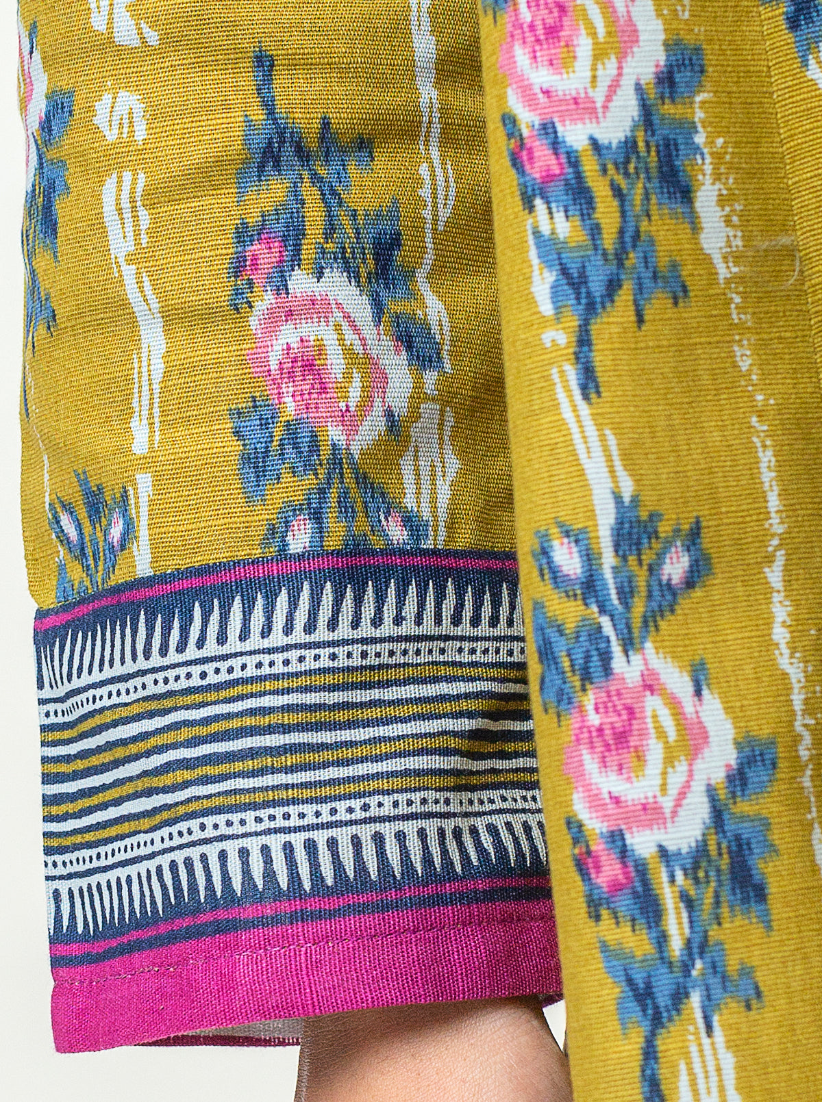 2 Piece - Printed Khaddar Suit - Mustard Vines