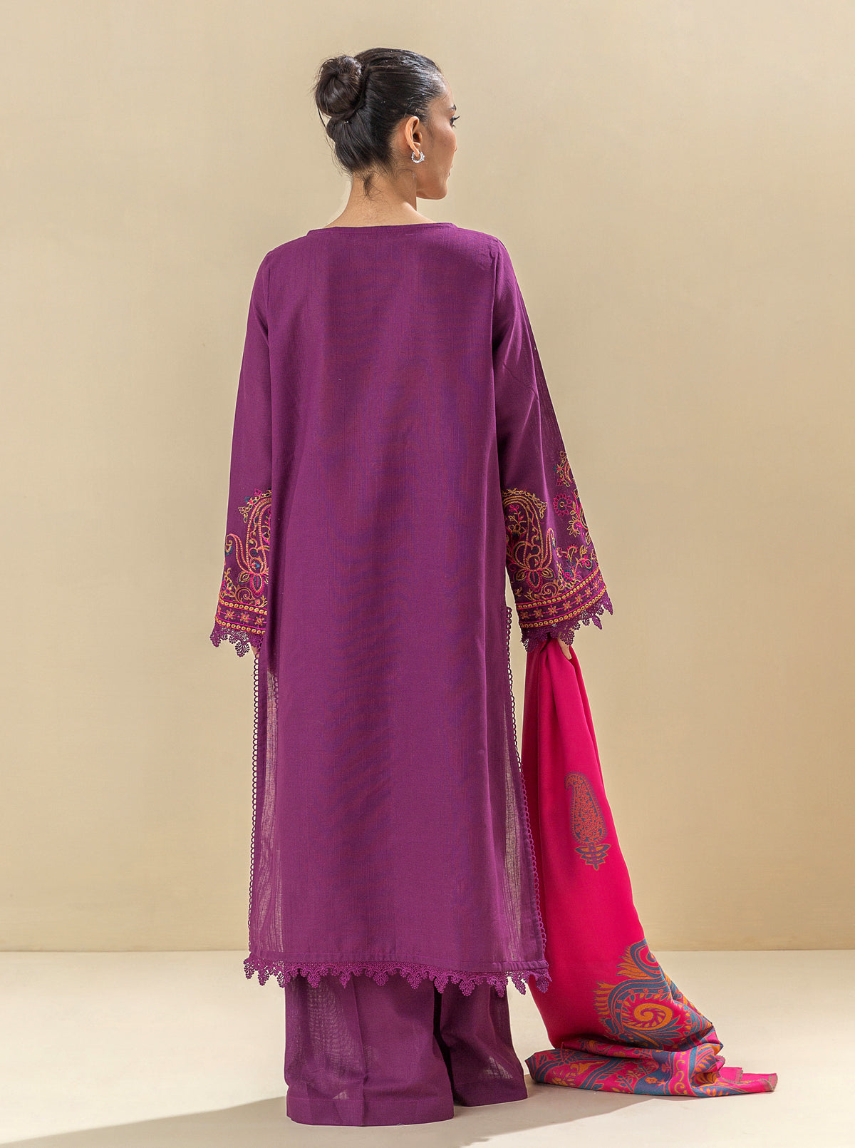 3 Piece - Embroidered Khaddar Suit - Kir Royale