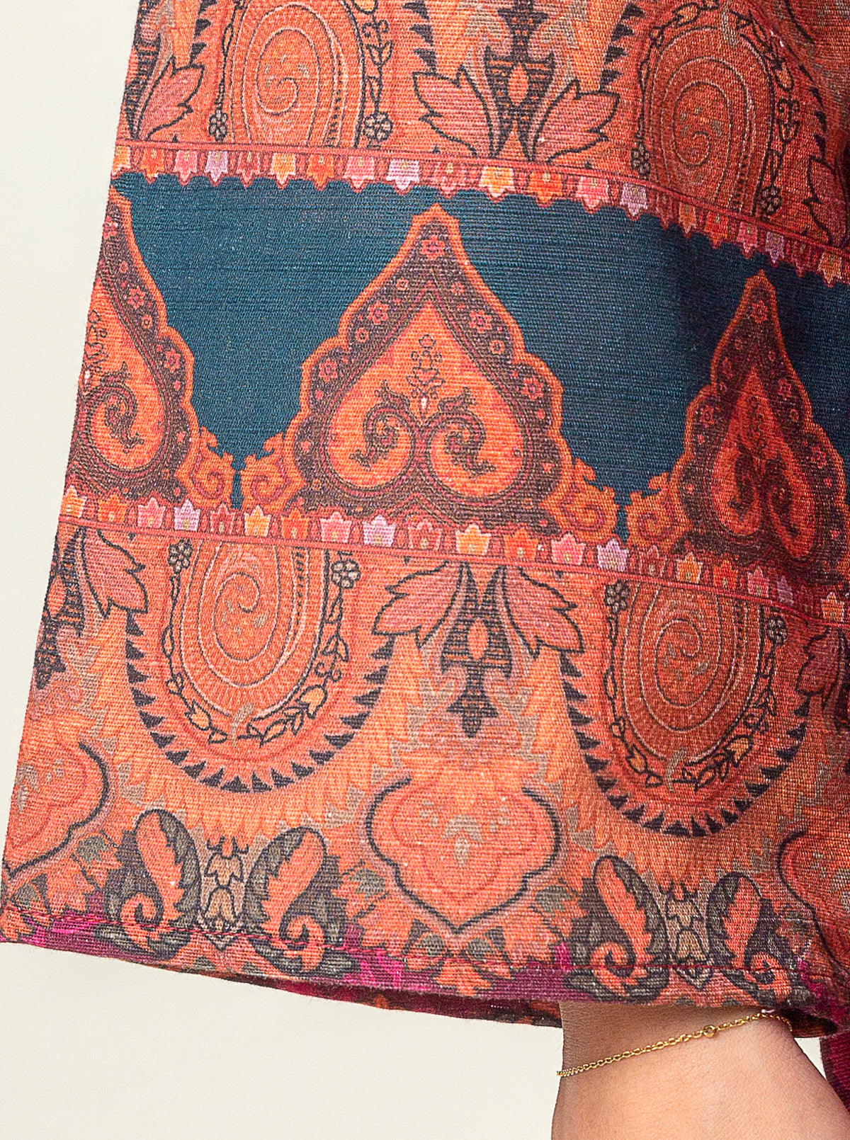 3 Piece Printed Khaddar Suit-Vintage Paisley (Unstitched)