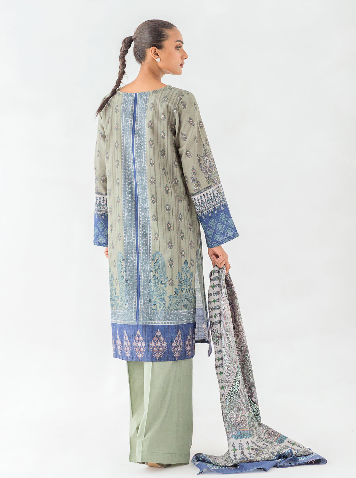 3 Piece - Printed Khaddar Suit - Margarita Moon