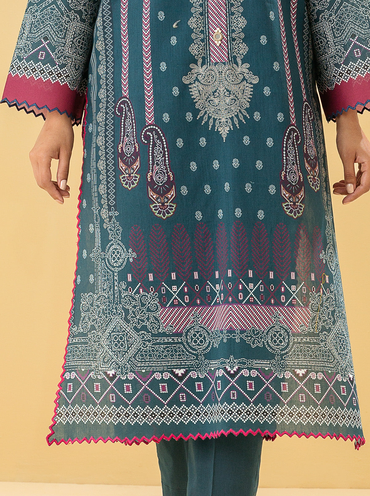 1 PIECE - PRINTED LAWN SHIRT - TREASURE CRAFTMB3S22U06-GREEN-2000000196135-1PC