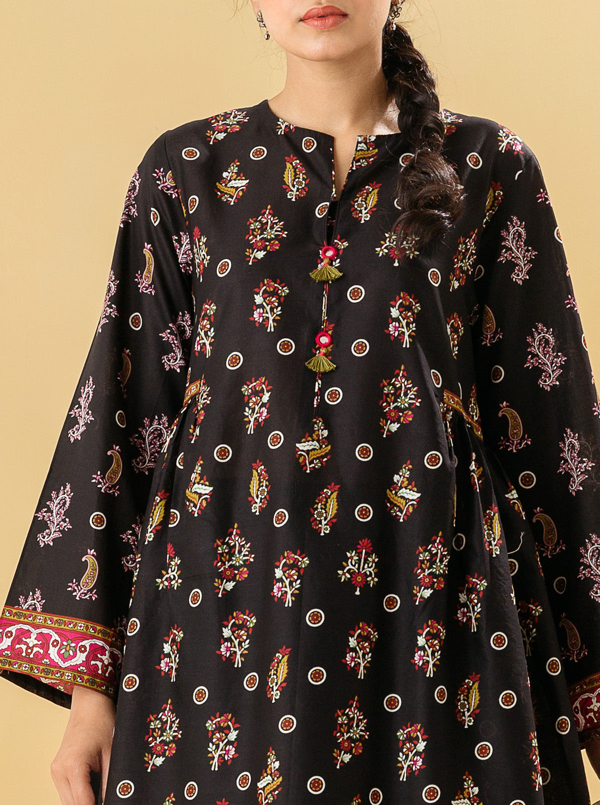 2 Piece - Printed Lawn Suit - Black Quartz