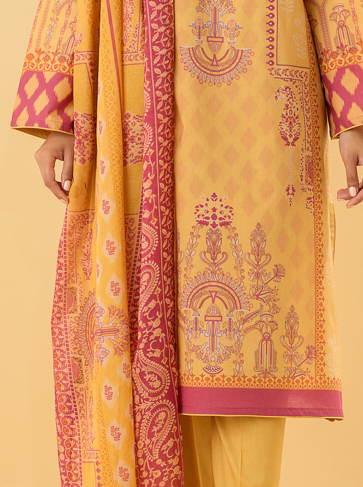 2 PIECE - PRINTED LAWN SUIT - PRIMROSE YELLOWMB3S22U24-MUSTARD-2000000196143-2PC