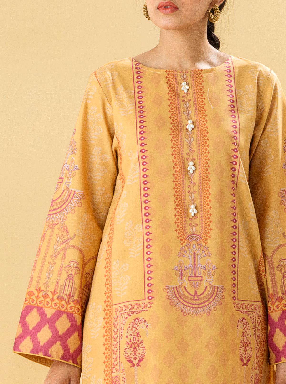 2 PIECE - PRINTED LAWN SUIT - PRIMROSE YELLOWMB3S22U24-MUSTARD-2000000196143-2PC