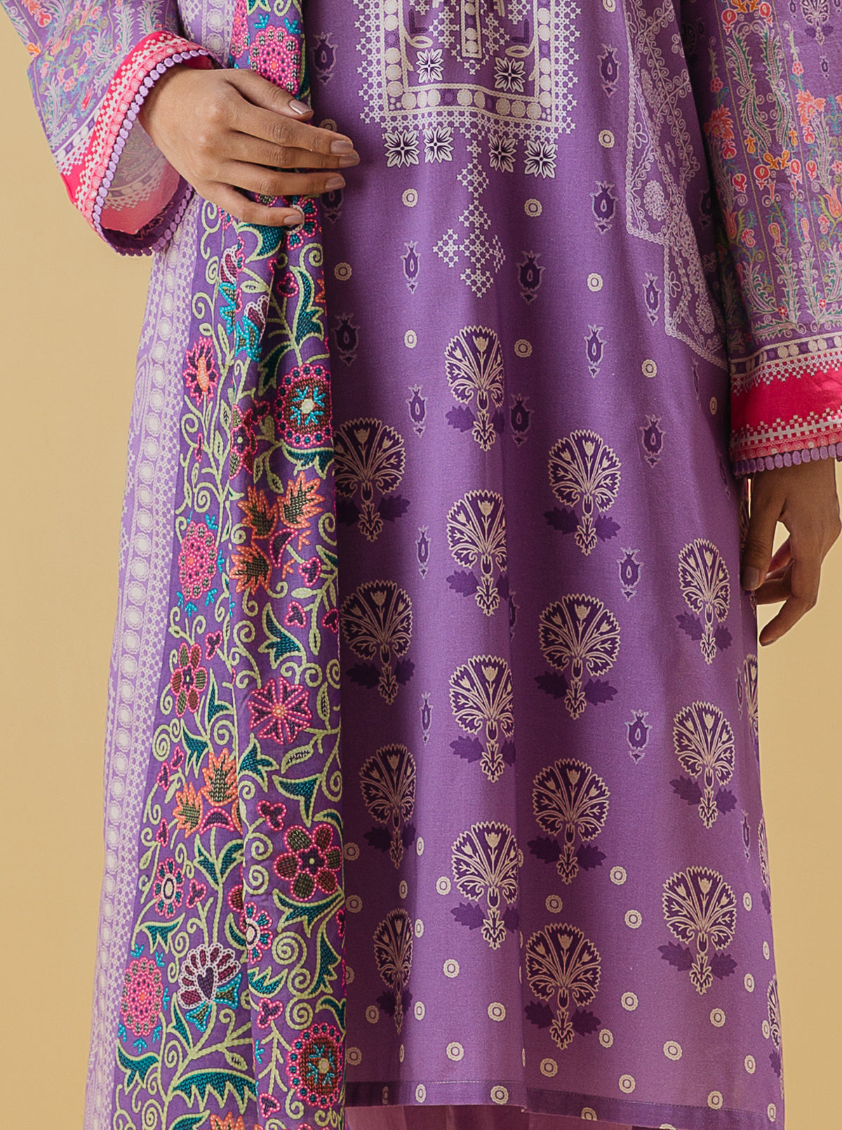 3 PIECE - PRINTED LAWN SUIT - ORCHID TONEMB3S22U29-PURPLE-2000000197824-3PC