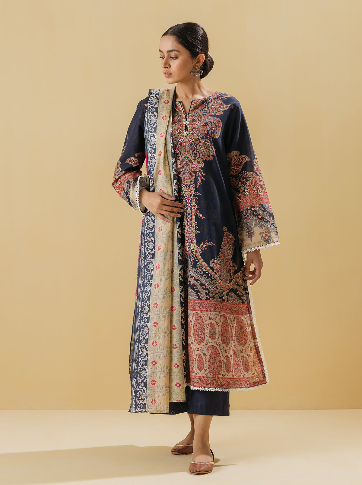 3 PIECE - PRINTED LAWN SUIT - VIVACIOUS GEMMB3S22U30-BLUE-2000000197825-3PC