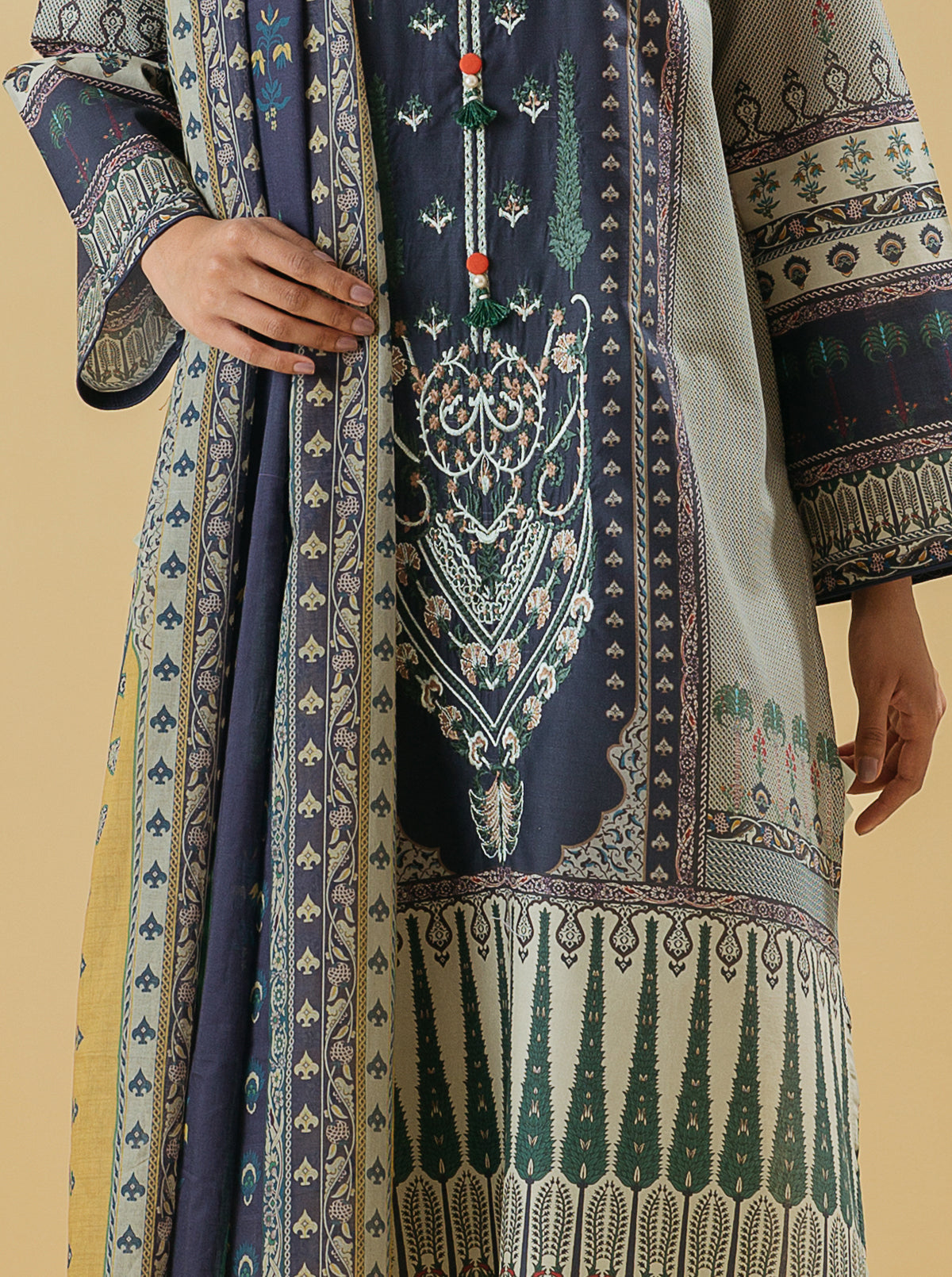 3 Piece - Embroidered Lawn Suit - Rococo Charm