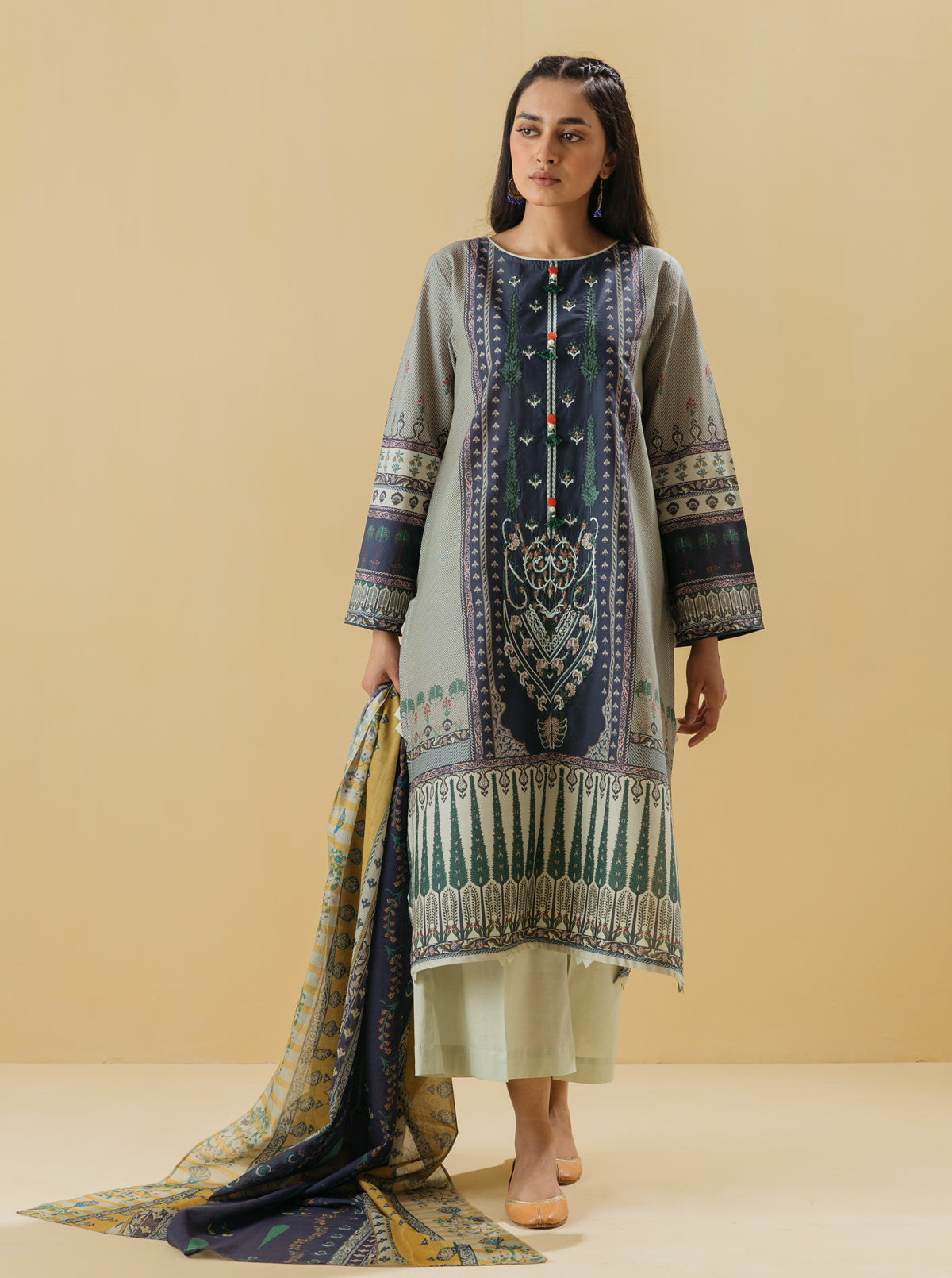 3 Piece - Embroidered Lawn Suit - Rococo Charm