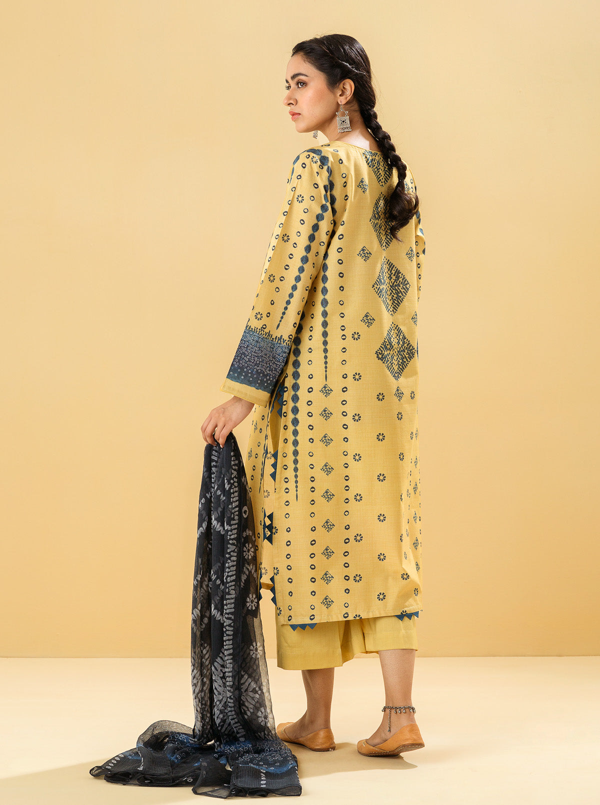 3 PIECE - PRINTED LAWN SUIT - OPAL YELLOW