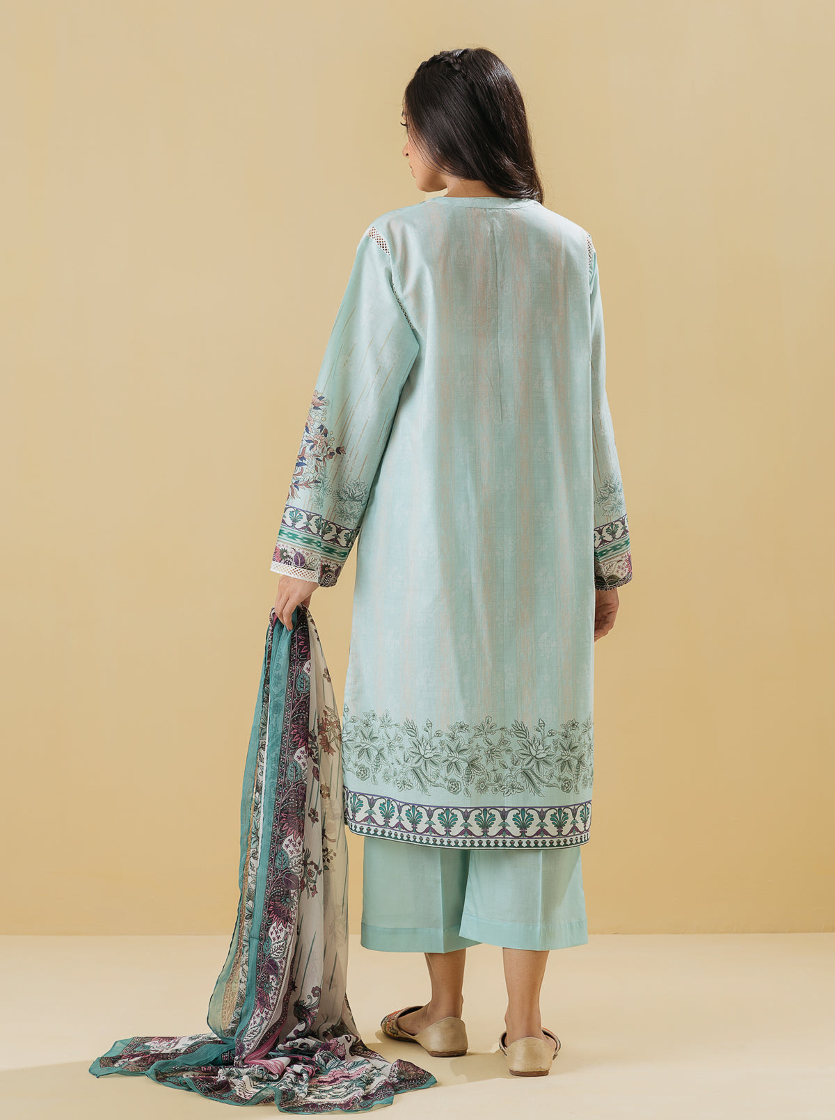 3 PIECE - PRINTED LAWN SUIT - CHALK BLUEMB3S22U47-BLUE-2000000197833-3PC