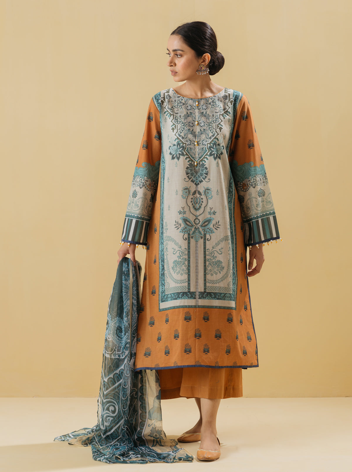 3 PIECE - PRINTED LAWN SUIT - TRIBAL TALESMB3S22U48-MULTI-2000000197834-3PC