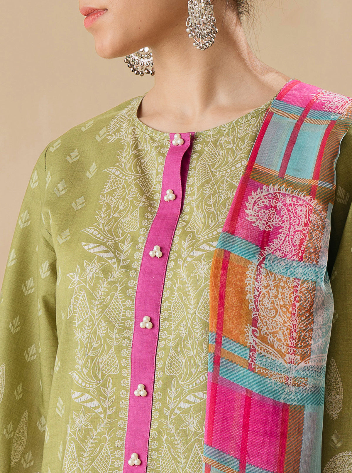 3 PIECE - PRINTED LAWN SUIT - ETHNIC JEWELMB3S22U49-GREEN-2000000197599-3PC